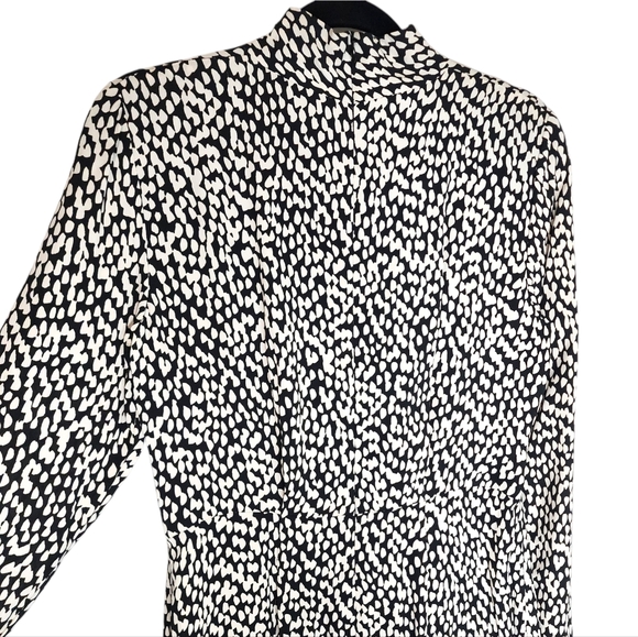 Judith & Charles Rimini Mock Neck Keyhole Midi Dress Black White Size 8 - Picture 12 of 17